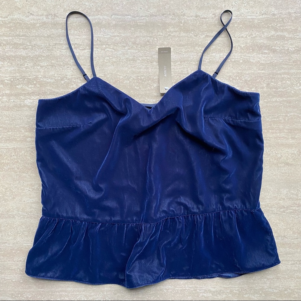CLOSET CLOSING J.Crew Velour Peplum Tank Royal Blue NWT